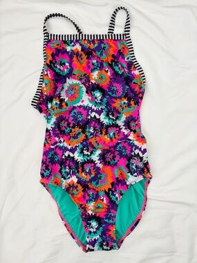 Floral Tie-Dye One-Piece Swimsuit - Multicolor